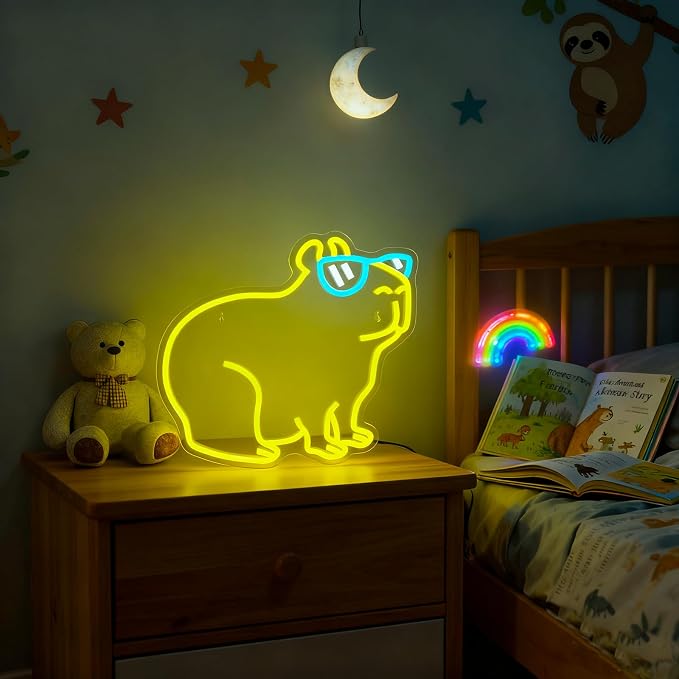 Capybara Neon Sign, Dimmable Cool Capybara LED Wall Light for Room Decor - Image 3