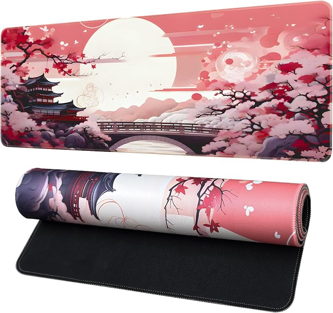 FreeNook Japanese Large Gaming Mouse Pad 31.5 x 11.8 in Computer Mouse Pad Anime Gaming Mousepad, Expanded Architecture Cute Desk Pad with Nop-Slip Suitable for Home Office by Unknown