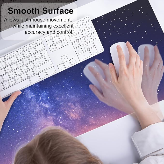 QiyI PU Leather Large Mouse Pad, Office Decor, 31.5" x 11.8", Starry Sky | Desk Décor Accessories, Extended Size, Waterproof & Easy to Clean, Smooth Surface, Non Slip Desk Organization - Image 4
