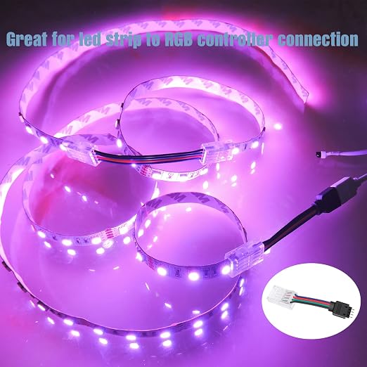 Solderless LED Strip Connectors 4 Pin,RGB Strip to Controller Jumper - Image 2