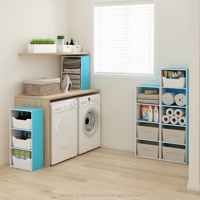 Furinno LUDER 3-Tier Book Shelf, Open Shelves Bookshelf, Light Blue/White - Image 2