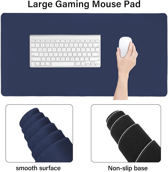 MOSISO Keyboard Mouse Pad Set, Large Gaming Mouse Pad&Keyboard Wrist Rest | Rectangular Mousepad with Wrist Rest&Coaster, Ergonomic Non-Slip&Easy Typing Pad with Curved Silicone Lining, Navy Blue - Image 4