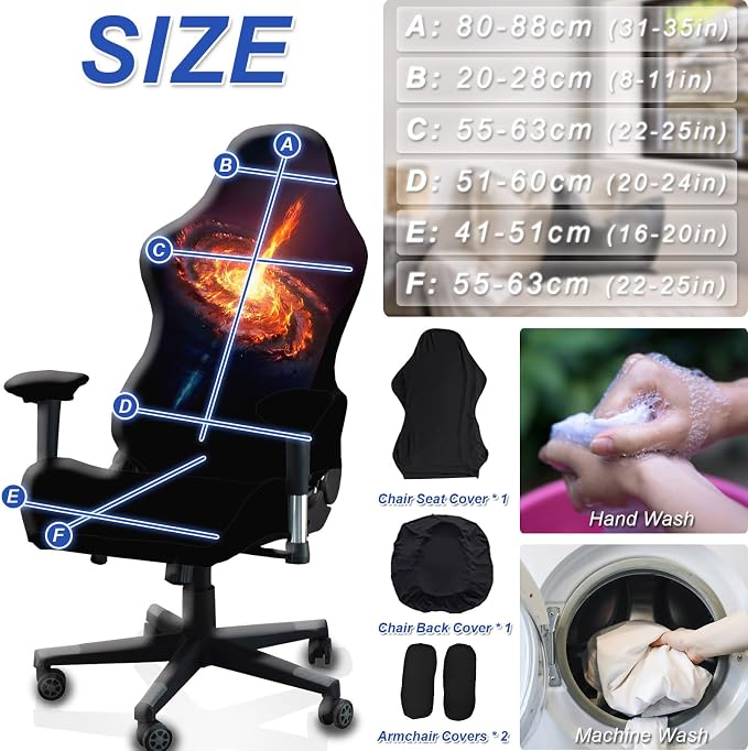 Gaming Chair Covers, 3D Printing Stretch Fit Scratch Resistant | Easy to install, Soft Breathable, Cat Scratch Proof, Washable Gaming Chair Seat Cover with Armrest Cover (No Chairs)(F) - Image 6