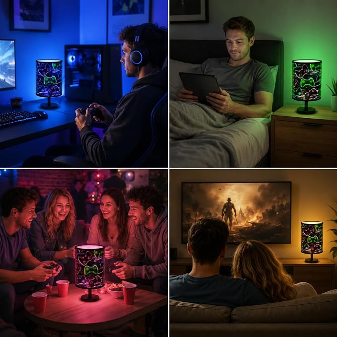 Small Table Lamp for Bedroom, Gamepad Desk Lamps 16 Color Flashing Changing Adjustable Color Bedside Lamps Night Light for Kids, LED Gaming Lamp with Remote Controller Boys Man Cave Decor (Gamepad) - Image 5