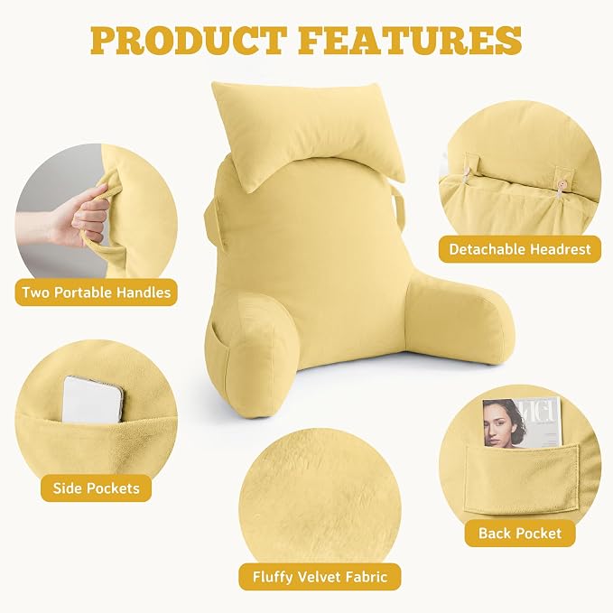Reading Pillow for Bed,Back Pillow for Bed Sitting Up,Lumbar Support Pillow - Image 6
