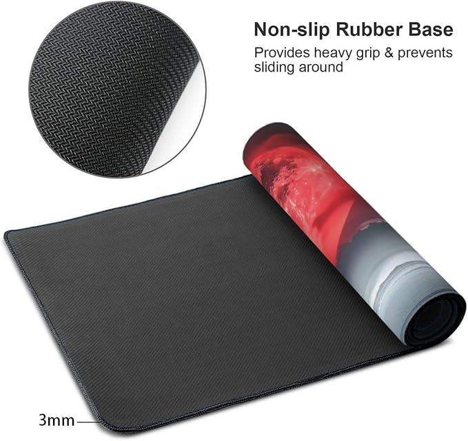 35.4 x 15.7 in, Waterproof XXL Large Mouse Pad for Desk, Extended Keyboard Mouse Mat for Computer Office, Big Laptop Mouse pad, Gaming Pc-Darkness Red Moon - Image 3
