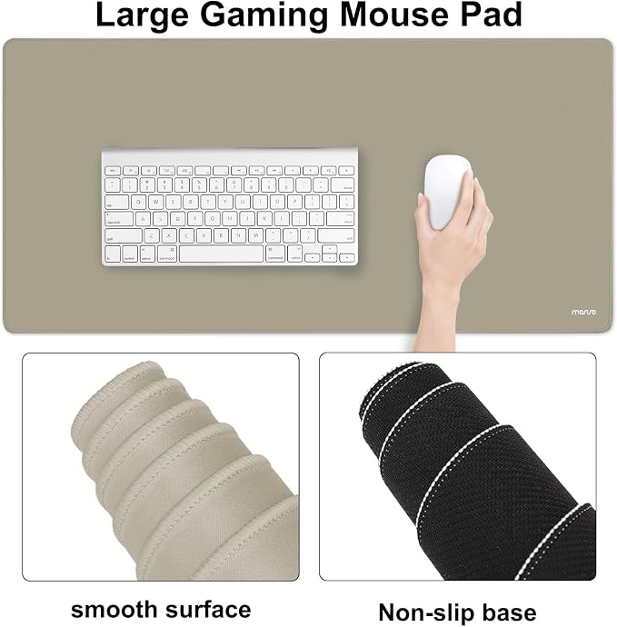 MOSISO Keyboard Mouse Pad Set, Large Gaming Mouse Pad&Keyboard Wrist Rest | Rectangular Mousepad with Wrist Rest&Coaster, Ergonomic Non-Slip&Easy Typing Pad with Curved Silicone Lining, Bronze Brown - Image 4