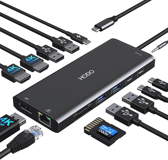 USB C Docking Station Dual Monitor,Laptop Docking Station 3 Monitors for HP by HODO