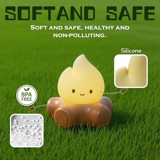 Cute Fake Campfire Lamp, Rechargeable Night Light with Flickering Candle Mode, Portable Mood Lighting for Bedroom Decor, Desk Accessories, Camping & Gifts (Basic Version) - Image 5