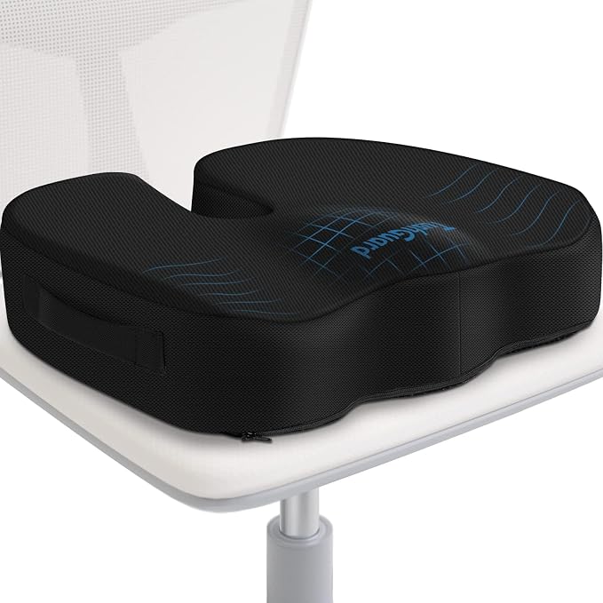 TushGuard Seat Cushion for Office Chair, Car, Memory Foam, Black X-Large | For Back, Coccyx, Sciatica, Tailbone Pain, Ergonomic Design, Non-Slip, Desk Wheelchair Use, Supportive Butt Pillow, For Man by TushGuardSeatCushonsPillows