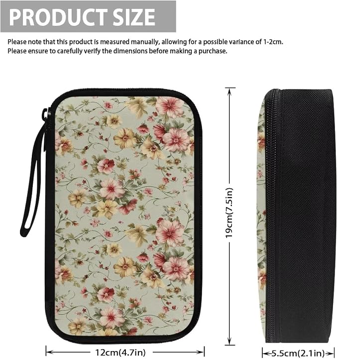 Vintage Flower Print Cable Organizer Bag, Waterproof Travel Electronic Storage, Shockproof Portable Tech Bag Carrying Case for Cord, Earbuds, Charger, SD Card, Tech Gifts - Image 5