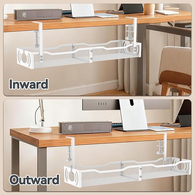 Cable Management, 25.3'' Under Desk Cable Management Tray No Drill - Image 7