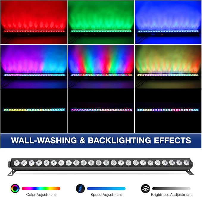 120W RGBW LED Stage Wash Light Bar by APP, Remote & DMX Control - Image 3