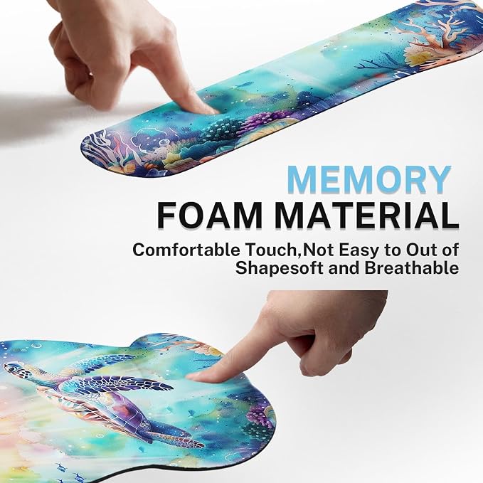Britimes Ergonomic Mouse Pad Set with Wrist Rest, Cute Sea Turtle - Image 6