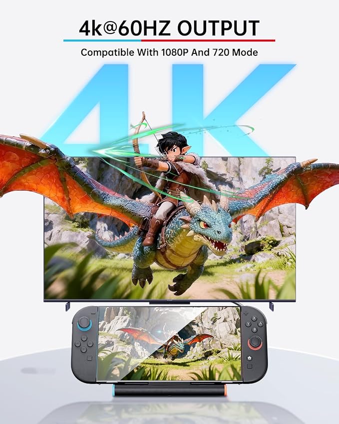 Switch 2 Dock with HDMI, 4K Portable Docking Station for Nintendo Switch2 - Image 4