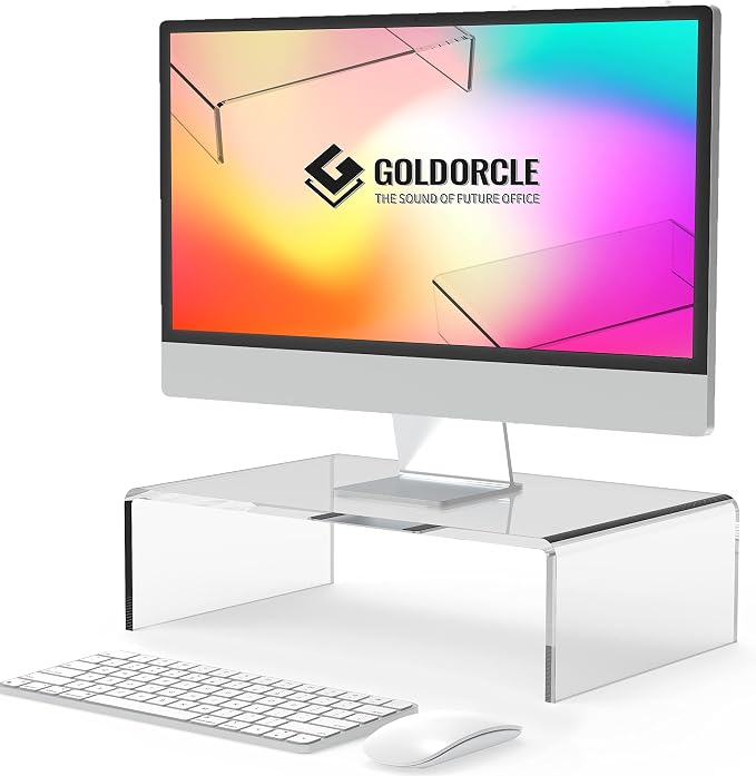 Acrylic Monitor Stand Riser Clear Computer Monitor Stand (Small) | Acrylic Monitor Stand Riser Clear Computer Monitor Stand by GoldOrcle