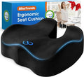 BlissTrends Memory Foam Seat Cushion for Office Chair & Car Seat, Black | Ergonomic Tailbone & Sciatica Support with Removable Velvet Cover for Pressure Relief and Long Sitting Comfort, 3.3" Thick by BlissTrends
