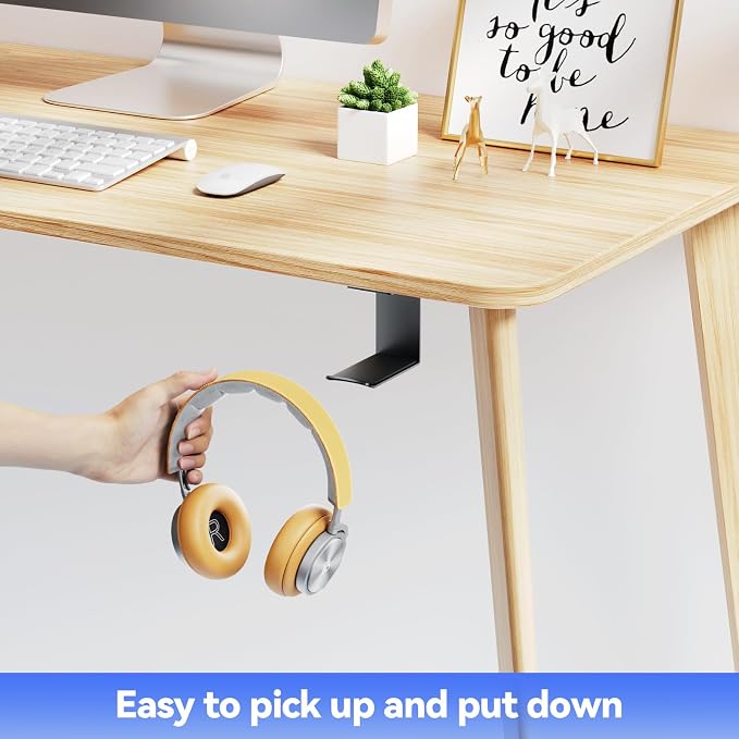 Aluminum Headphone Hanger, Under Desk Adhesive Mount, 10 lb Capacity - Image 3