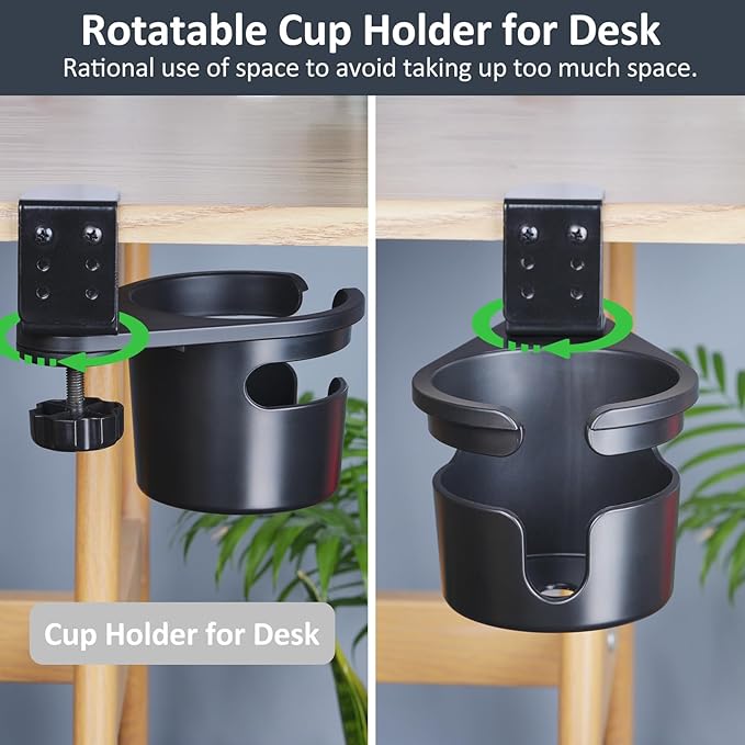 Desk Cup Holder Clamp, Anti-Spill Clip On Table Cup Holder Rotatable - Image 5