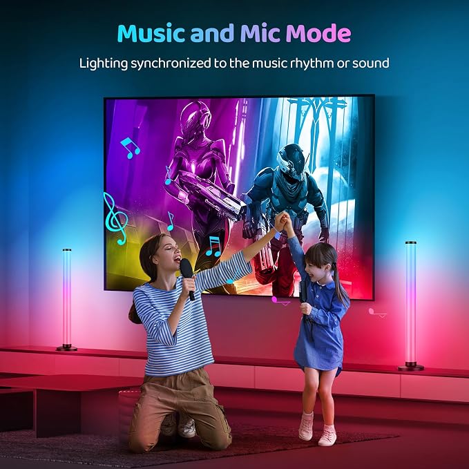 RGB Light Bars 360° FullScreen Illumination 2x16.5-inch Music Sync for Room - Image 2