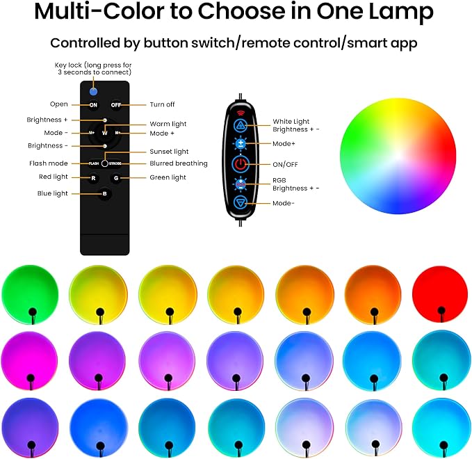 Tsrarey Sunset Lamp Projector,Multiple Colors LED Lights for Room Decor - Image 2