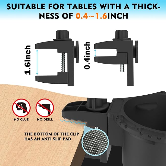 Spill-Proof Desk Cup Holder Clamp for Tables, Patio Chairs, 3.38" Bottles - Image 7