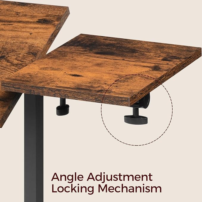MAHANCRIS Overbed Table with Wheels, Height Adjustable Overbed Bedside Table, Tilting Desktop Mobile Standing Desk, C-Shaped Side Table for Livingroom or Bedroom, Rustic Brown and Black ETHR6801 - Image 6
