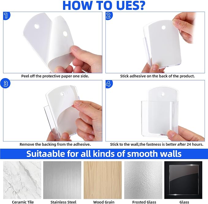 Leinuosen 24 Pcs Remote Control Holder Wall Mount Self Adhesive TV Controller Holder Clear TV Remote Organizer Wall Pen Organizer for Home Office School Storage Accessories - Image 3