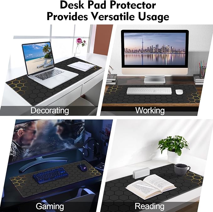 Galdas Mouse Pad for Gaming,XXL XL Large Mouse Mat Long Extended Mousepad Desk Mat Non-Slip Rubber Mice Pads Stitched Edges Thin (31.5 x 11.8 x 0.12 Inches) Grid - Image 7