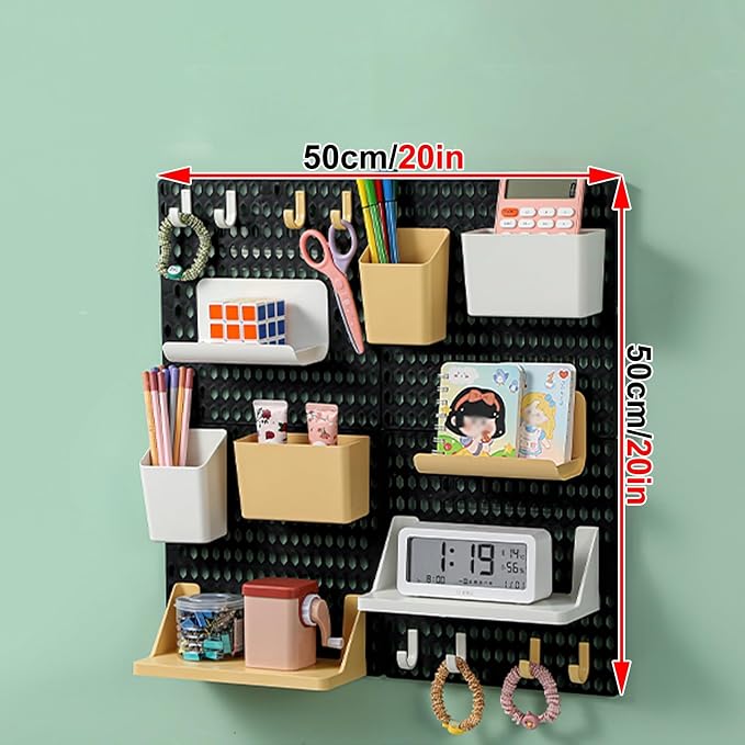 Wall Desk Organizer, Pegboard Stand, Gaming Desk Organizer, Wall Organizer Peg Board, Pegboard Combination Kit for Wall Organizer, Ornaments Display, Kitchen Organization(White) - Image 2