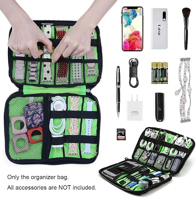 baozai Smart Watch Bands Organizer, Waterproof Portable Electronics Travel Accessories Organizer Bag for Watch Bands, Cable, Charger, Headset, SD Card, Pink - Image 2