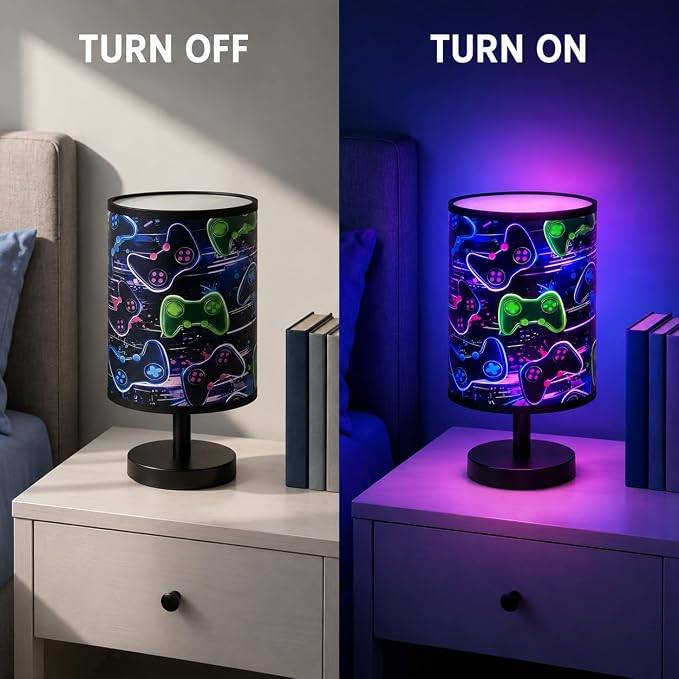 Small Table Lamp for Bedroom, Gamepad Desk Lamps 16 Color Flashing Changing Adjustable Color Bedside Lamps Night Light for Kids, LED Gaming Lamp with Remote Controller Boys Man Cave Decor (Gamepad) - Image 4