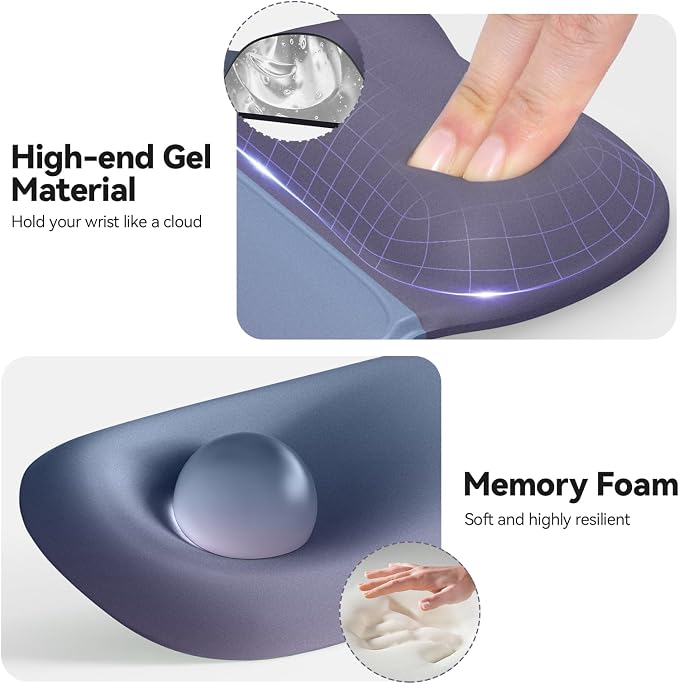 TECKNET Gel Ergonomic Mouse Pad & Keyboard Wrist Rest & Coaster - Image 3