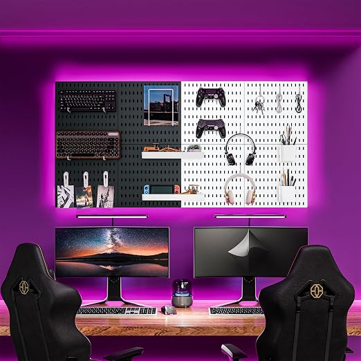 Pegboard Combination Kit for Wall Organizer, Wall Mounted Peg Board Kits for Kitchen, Bedroom, Office, &Bathroom, 4 Pieces Black Pegboards and 14 Accessories, 22" x 22" - Image 6
