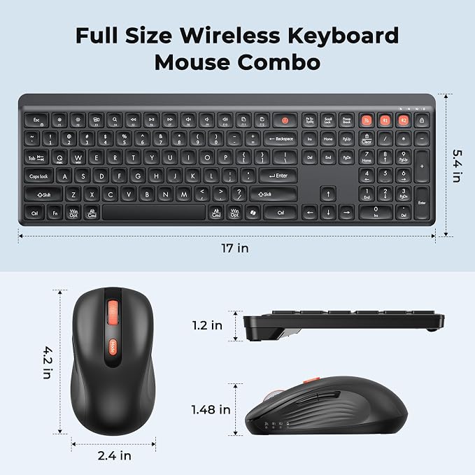 MEETION Bluetooth Keyboard and Mouse Combo, Silent Multi-Device, Black - Image 4