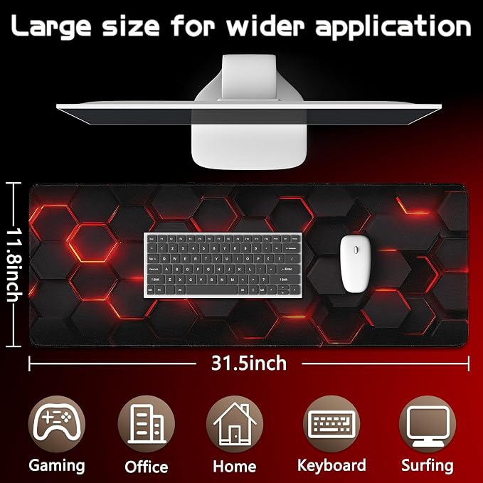 Mouse Pad Gaming - Desk Mat for Keyboard and Mouse - Large Mouse Pads for Desk, Gaming Mousepad with Non-Slip Base, Desks Pad (31.5" X 11.8") for Game, Office and Home - Image 5