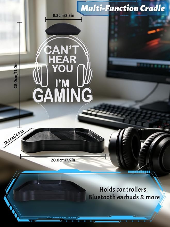 CoolGift Mart Light Up Headphone Stand, Headphones Holder with 16 Color Lights, Gamer Gifts for Boys Men Father Dad, Gaming Headset Stand with Game Controller Storage Base for Desk Bedroom Gaming Room - Image 7