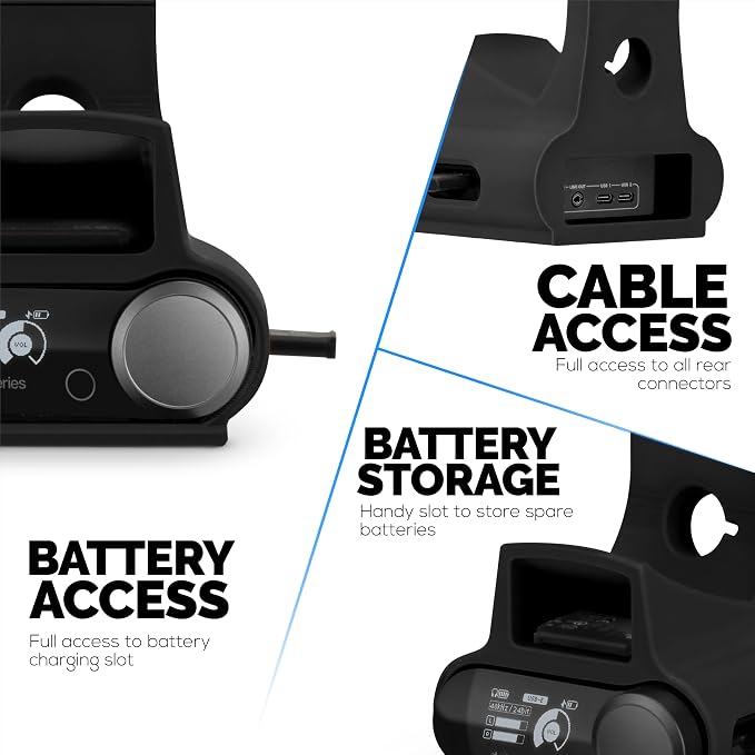 BRAINWAVZ Headphone & Game Controller Stand Designed for Steelseries Arctis Nova Pro, Elite and Pro Omni Wireless Headsets with Dock for the Wireless Base Station - Black (HP03) - Image 6