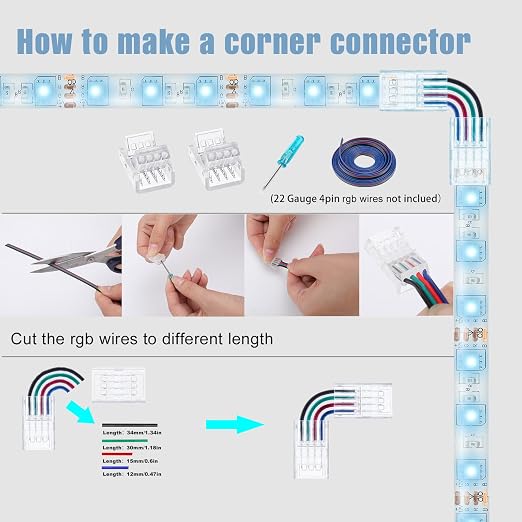 Solderless LED Strip Connectors 4 Pin,RGB Strip to Controller Jumper - Image 9