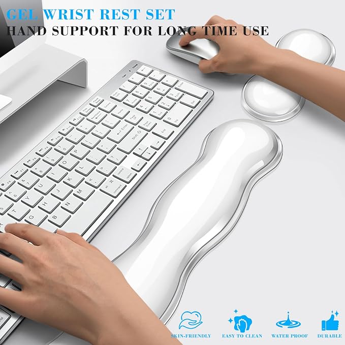 Gel Wrist Rest for Keyboard and Mouse, Wrist Rest for Keyboard, Mouse Wrist Support, Pain Relief, Cool Touch, Non-Skid, Mouse Wrist pad - Image 6