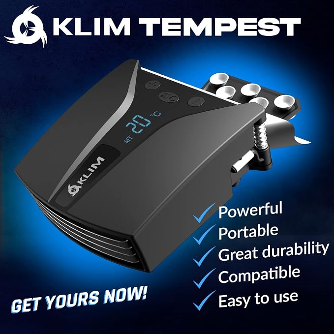 KLIM Tempest Laptop Cooler with Vacuum Fan - New - Gaming Laptop Fan with Display - Temperature Detection + Automatic/Manual Mode - 4000 RPM - Portable - Compatible with Laptop Cooling Pads - Image 2