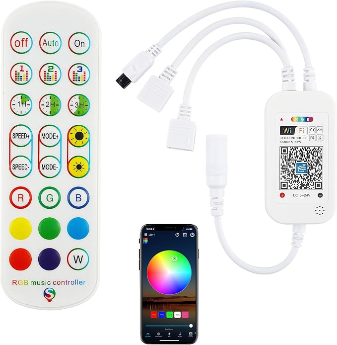 Smart WiFi & IR Dual-Control RGB Remote Controller, 24-Key Music Controller by Taoellen