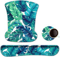 Keyboard Wrist Rest Pad Ergonomic Mouse Pad Set, ToLuLu Mouse Pad for Computer Laptop, Non Slip Mousepad Keyboard Wrist Support with Raised Memory Foam for Easy Typing Pain Relief, Tropical Leaf by ToLuLu