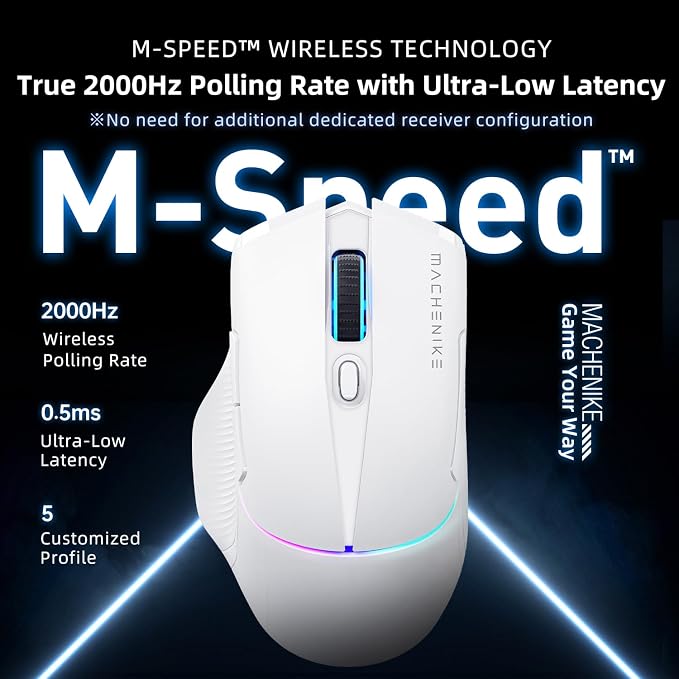 Machenike 8KHz Wireless Gaming Mouse with RGB Charging Dock,26,000 DPI,PAW3395 Sensor,RGB Backlit,6 Programmable Buttons,Long Battery Life,Gaming Mice Compatible with PC, Mac - Image 5