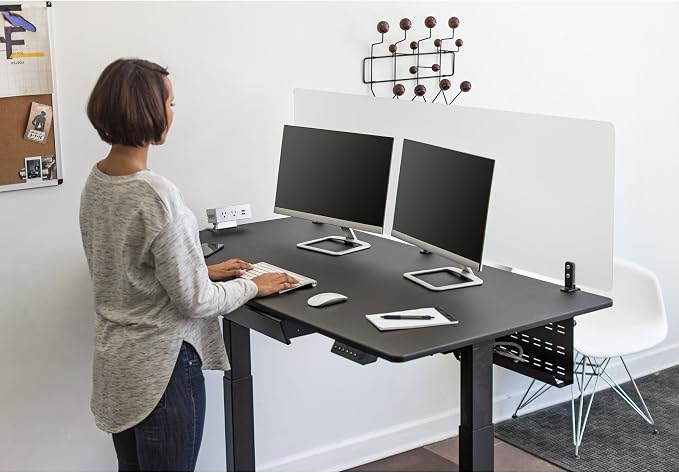 Stand Up Desk Store Under Desk Cable Management Tray Black Horizontal Computer Cord Raceway and Modesty Panel (Black, 51") - Image 4