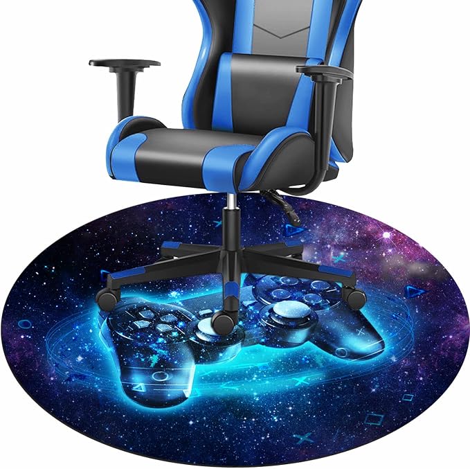 Generic Gaming Chair Mat for Hardwood Floor, Non-Slip Round Office Chair Mat, 47" Blue by Unknown