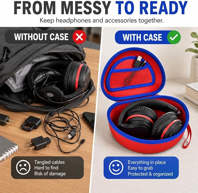 ANKHOH Kids Headphone Case for eKids for Beats Solo4 Headphones, Red - Image 3