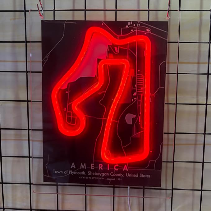 America Formula 1 Circuit Race Car Neon Sign Led Light Up Sign Pop Art With UV Printed background Room Wall Decor Man Gaming Room, Kids Room, Bar Decoration, Birthday Party Gifts by sikooruledneonsign
