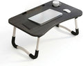 Foldable Laptop Bed Desk for Laptop, 23 Inch Portable Ergonomic Lap Desk with Cup Holder, Bed Tray Table Fits Up to 17" Laptops, for Work from Home, Gaming, Writing, Eating (Black) by Unknown