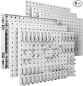 Spampur Peg Board, 6 Pack Metal Pegboard Panels with 50 Hooks by Spampur